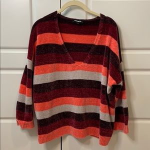 Express chenile burgundy striped sweater large